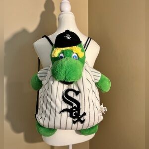 MLB Chicago White Sox Mascot South Paw Character Plush Backpack White Black